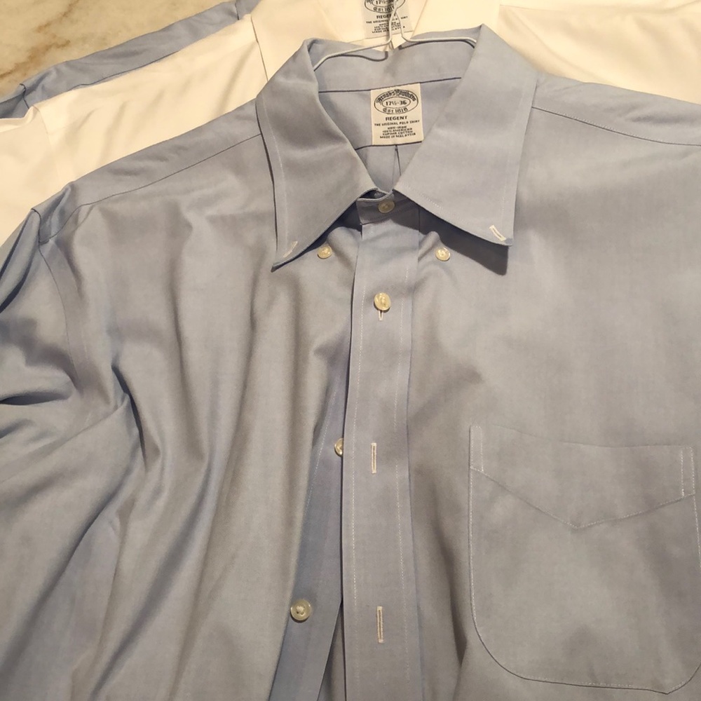 Blue Brooks Brother button down shirt